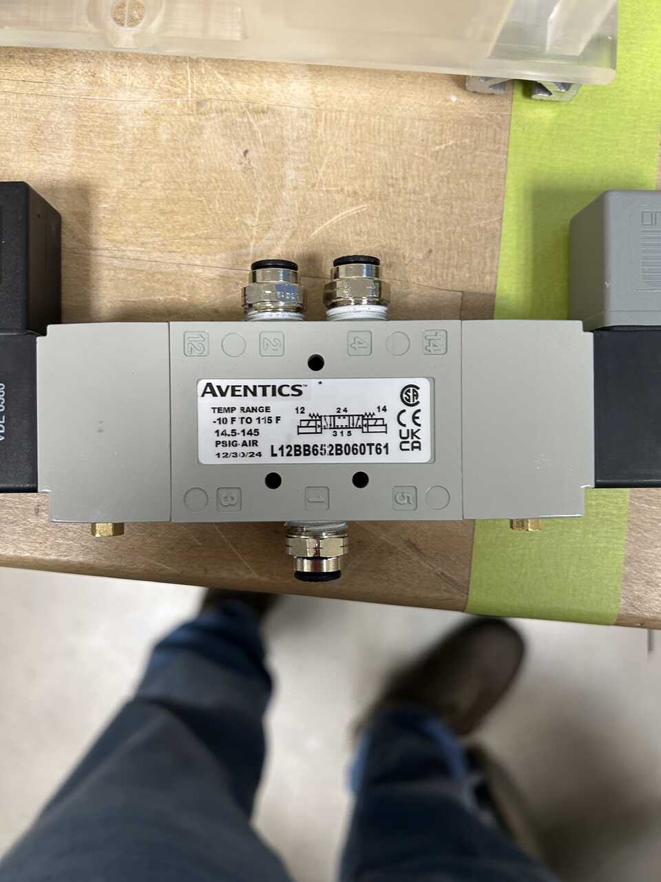 Valve with fittings installed