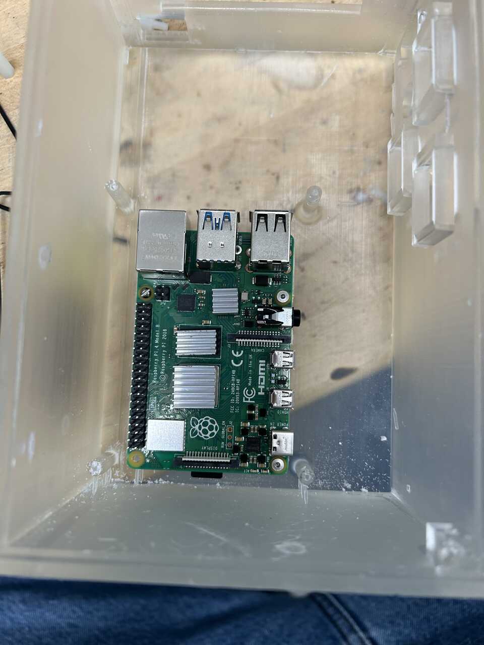 Raspberry Pi mounted with heatsinks